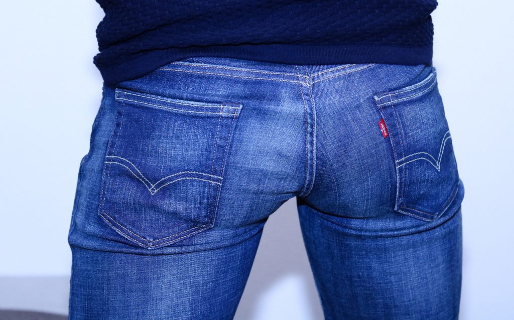 Women wearing tightfitting jeans or trousers, or removing hair from